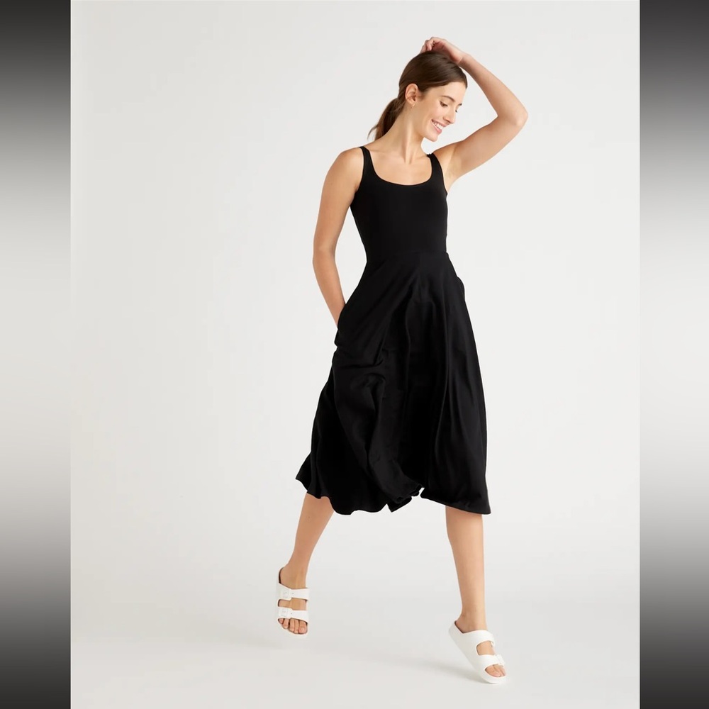 Quince NWT Tencel Black Sleeveless A-Line Maxi Dress (S)